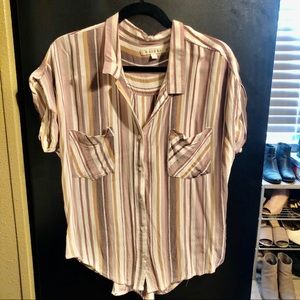 Striped button down shirt sleeve collared shirt
